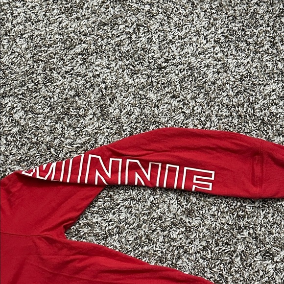 Disney Minnie Mouse Long Sleeve Pullover Cropped Shirt Womens Red Small - Picture 3 of 5